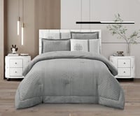 مفرش شتوي لندن فلانيل كانون مزدوج 6 قطع رمادي فاتح