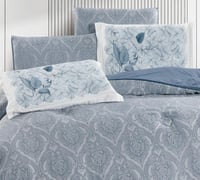 مفرش صيفي ناهد مزدوج سماوي 6 قطع فاخرة