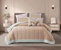 مفرش سرير جليلة الحراري شتوي مخمل مزدوج 6 قطع بيج...