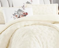 مفرش سرير عذبة شتوي فرو مزدوج 6 قطع سكري