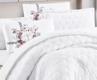 مفرش سرير توق شتوي فرو مزدوج 6 قطع - ابيض