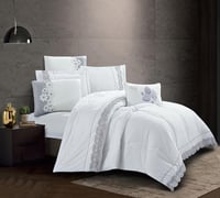 مفرش صيفي رابعة تطريز ديجيتال مزدوج 7 قطع ابيض رما...