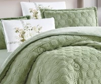 مفرش سرير توق شتوي فرو مفرد ونص 4 قطع - اخضر