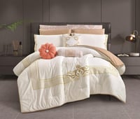 مفرش سرير صيفي فن دوفت قطن تطريز ديجيتال مزدوج 11ق...