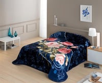 بطانية رسلان اسباني مشجر فاخرة - كحلي مشجر