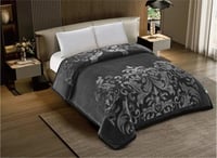 بطانية شتوي حفر سادة رمادي غامق مزدوج 6 كجم