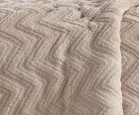 مفرش سرير سديم شتوي فرو مزدوج 6 قطع بيج غامق