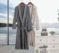 طقم ارواب ومناشف حمام 12 قطعة قطن 100% رمادي وبيج