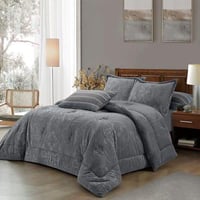 مفرش شتوي مخمل فلانيل جاكار بورن كانون - رصاصي: فخ...