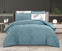 مفرش سرير عهود شتوي مخمل مزدوج 6 قطع - سماوي