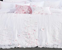 مفرش عرائس نيارة قطن 100% تطريز ورد 10 قطع ابيض مط...