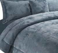 مفرش شتوي فلانيل كانون مفرد ونص 4 قطع رمادي مزرق