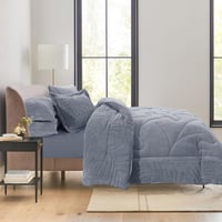 مفرش ريفير كانون شتوي مخمل فلانيل مزدوج 6 قطع-رماد...