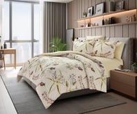 مفرش كانون صيفي قطن اصفر مشجر مزدوج 6 قطع مع لباد...