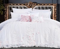 مفرش عرائس نيارة قطن 100% تطريز ورد 10 قطع ابيض مط...