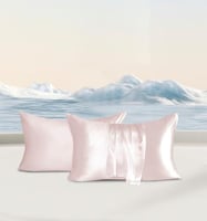 2 غطاء مخدة حرير طبيعي نقي - وردي فاتح