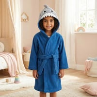 روب أطفال قطن 100% ناعم ومريح بقبعة القرش الازرق