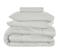 طقم بيت لحاف كانون قطن 4 قطع- رمادي فاتح