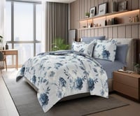 مفرش كانون فندقي قطن - مشجر بالازرق مزدوج 6 قطع