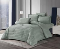 مفرش فندقي شيراتون قطن مفرد ونص 4 قطع - زيتي غامق