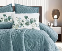 مفرش سرير سديم شتوي فرو مزدوج 6 قطع - سماوي