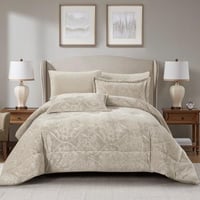 مفرش رينال كانون شتوي مخمل فلانيل مزدوج 6 قطع-بيج