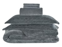 مفرش شتوي كانون فلانيل مخمل طقم مزدوج 6 قطع - رماد...