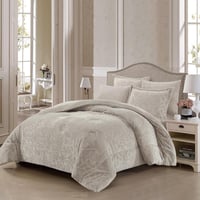 مفرش رينال كانون شتوي مخمل فلانيل مزدوج 6 قطع-بيج