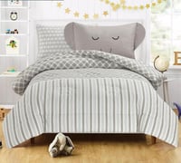 مفرش سرير اطفال كانون قطن 100% صيفي 4 قطع - رمادي