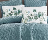 مفرش سرير سديم شتوي فرو مزدوج 6 قطع - سماوي