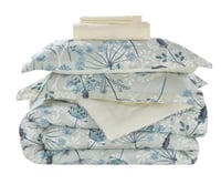 مفرش كانون فندقي قطن - بيج مشجر بالازرق مزدوج 6 قط...