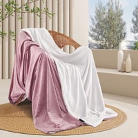 بطانية شتوية خفيفة مخمل و فرو مقاس مفرد ونص -وردي...