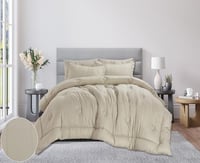 مفرش سرير فندقى كانون سادة مزدوج 6 قطع - بيج