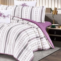 بكج مفرش صبا صيفي مزدوج 6 قطع موف غامق+مخدتين رويا...