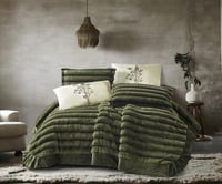 مفرش سرير أكاسيا شتوي فرو أرنب مزدوج 6 قطع - زيتي