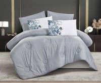 مفرش سرير صيفي راديسون مقاس مزدوج 6 قطع - رمادي