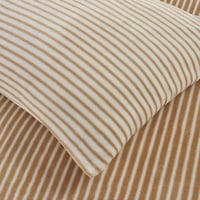 مفرش يوني كانون مقلم شتوي مخمل مزدوج 6 قطع بيج