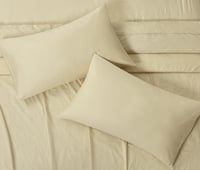 شرشف سرير كانون قطن 100% مزدوج طقم 4 قطع - بيج