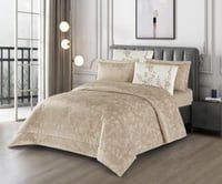 مفرش شتوي انجا فلانيل كانون مزدوج 6 قطع بيج ذهبي