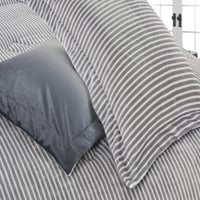 مفرش يوني كانون مقلم شتوي مخمل مزدوج 6 قطع-رمادي غ...