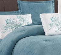 مفرش سرير شتوي ماريا مخمل مفرد ونص 4 قطع لون سماوي