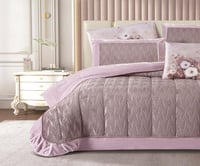 مفرش سرير جليلة الحراري شتوي مخمل مزدوج 6 قطع بنفس...