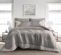 مفرش سرير صيفي فيلدكريست مزدوج 6 قطع - بني فاتح