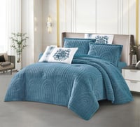 مفرش سرير غرام شتوي فرو مع مخمل مزدوج 6 قطع ازرق