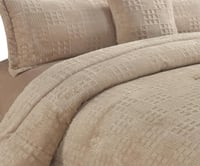 مفرش شتوي فلانيل محفور كانون مزدوج 7 قطع بني فاتح