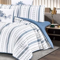 بكج مفرش صبا صيفي مزدوج 6 قطع ازرق+مخدتين رويال ال...