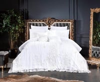 مفرش عرائس نيارة قطن 100% تطريز ورد ودانتيل 10 قطع...