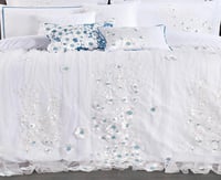 مفرش عرائس نيارة قطن 100% تطريز ورد 10 قطع ابيض مط...