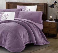 مفرش سرير شتوي جاكاراندا مخمل مزدوج 6 قطع لون موف