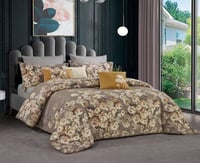 مفرش سرير تيران صيفي طقم مزدوج 9 قطع بني بجودة تثق...